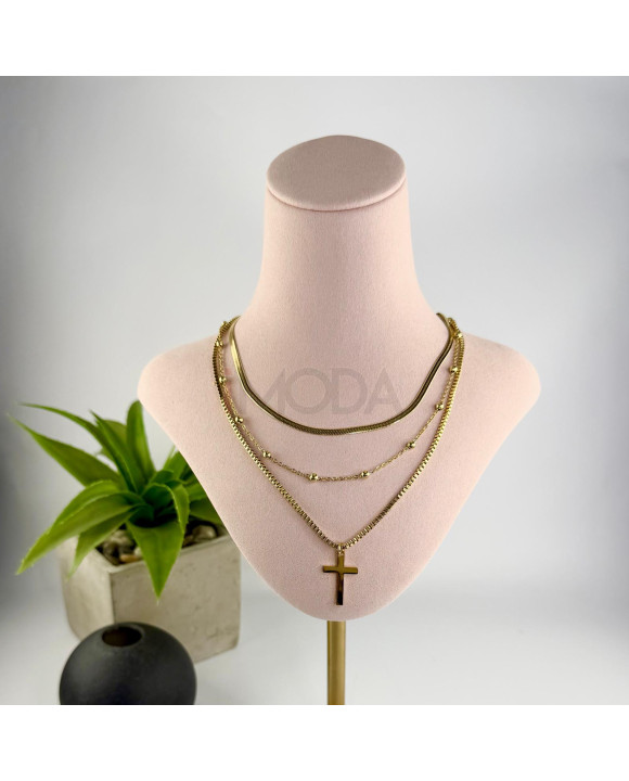 Oceľový náhrdelník vrstvený-321806-20