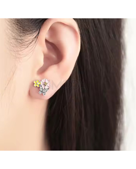 Strieborné náušnice Kvety-320867-20