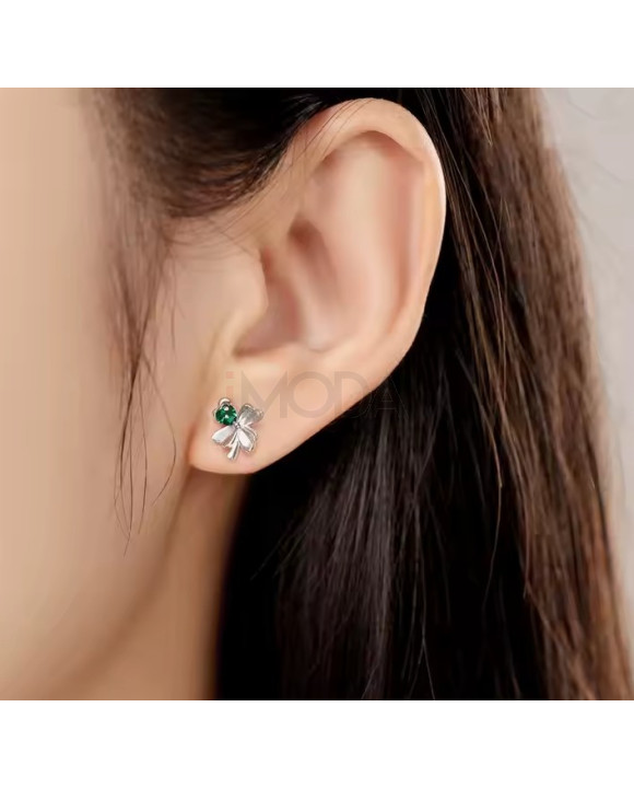 Strieborné náušnice Štvorlístok-320881-20