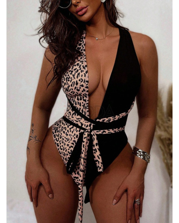 Čierne leopardie jednodielne plavky-325436-20