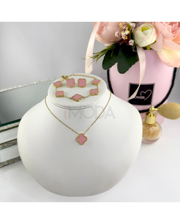 Ružová dámska oceľová suprava pozlátená-322259-20