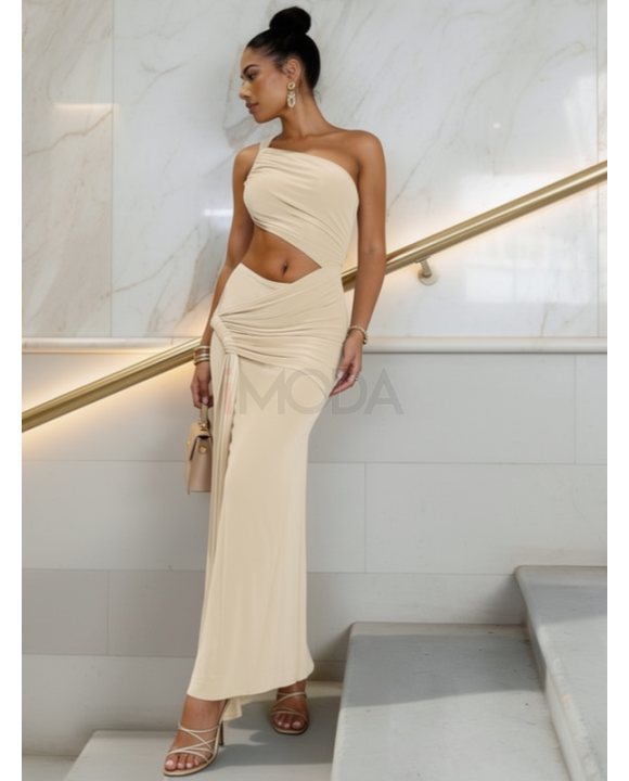 Béžové asymetrické dlhé šaty-325990-20