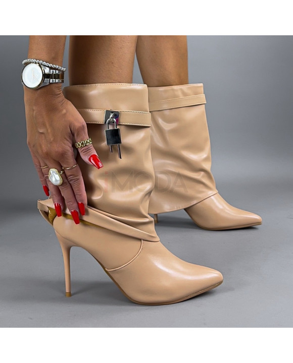 Béžové kotníkové čižmy s ozdobou-321282-20