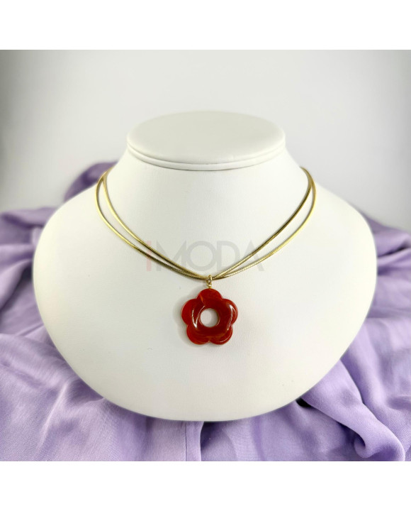 Dámsky oceľový náhrdelník s prívskom kvet-321619-20