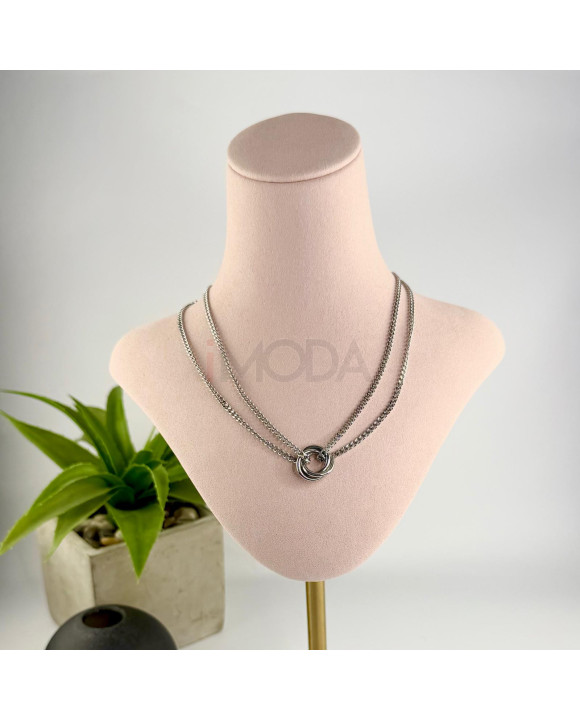 Oceľový náhrdelník dvohitý s príveskom-321800-20