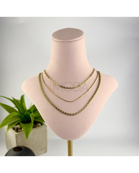 Dámsky oceľový náhrdelník trojkombinácia-321627-20