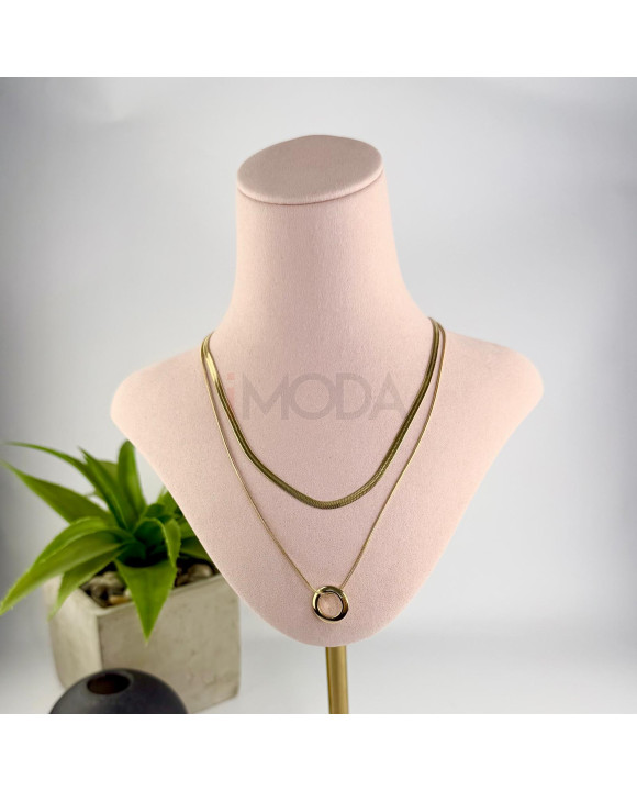 Oceľový náhrdelník dvohitý s príveskom-321797-20