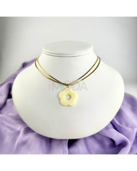 Dámsky oceľový náhrdelník s prívskom kvet-321620-20