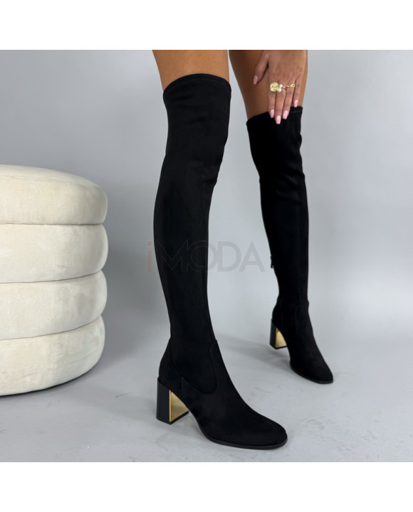 Čierne semišové vysoké čižmy-323851-20