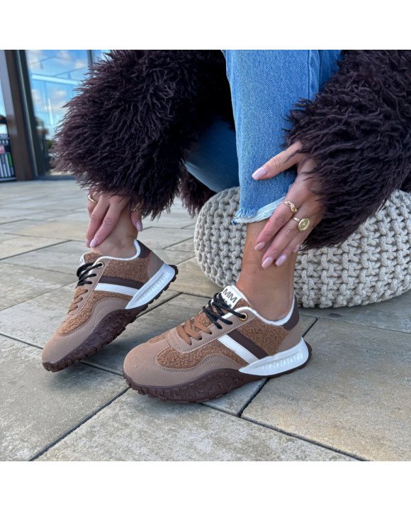 Hnedé kombinované zateplené tenisky-323039-20