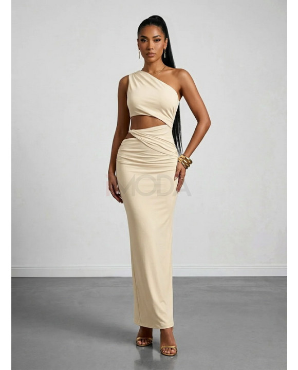 Béžové asymetrické dlhé šaty-326214-20