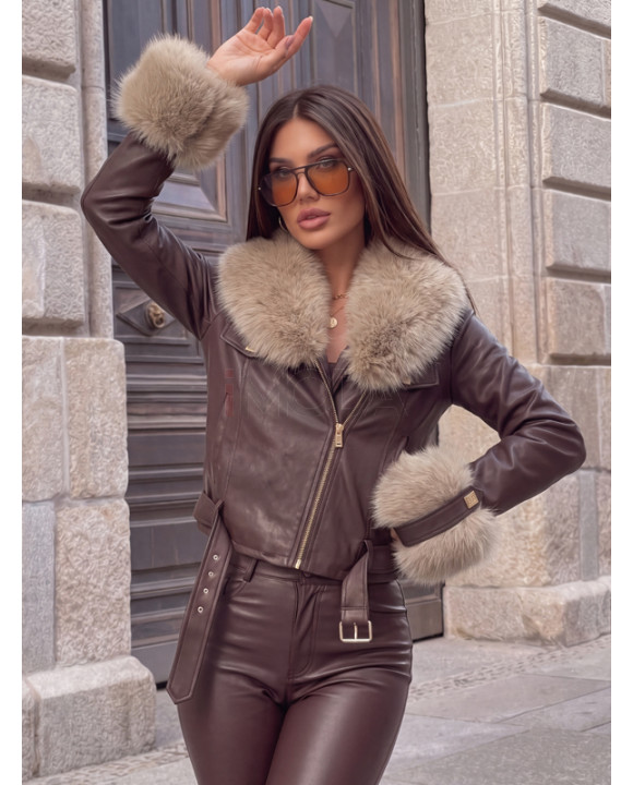 CHOCCO zateplená koženka s kožušinou-330369-20