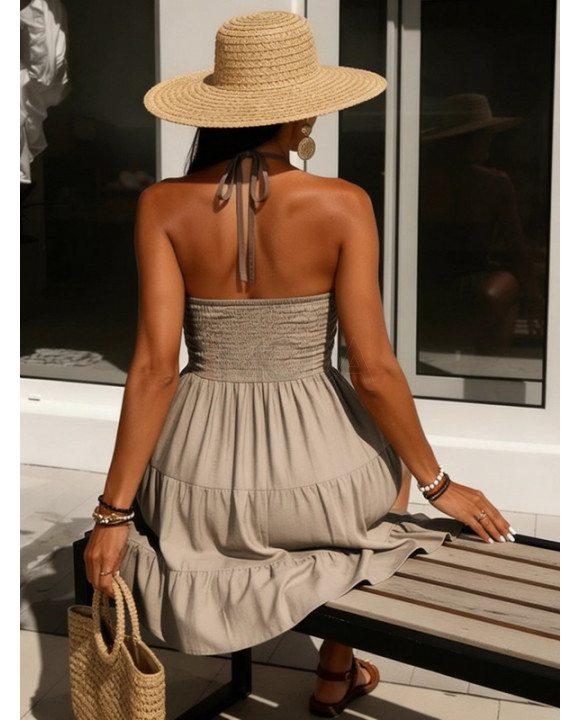 Hnedé šaty s viazaním okolo krku-326952-20