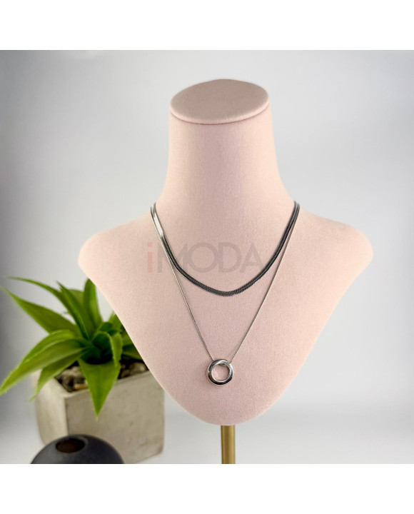 Oceľový náhrdelník dvohitý s príveskom-321798-20