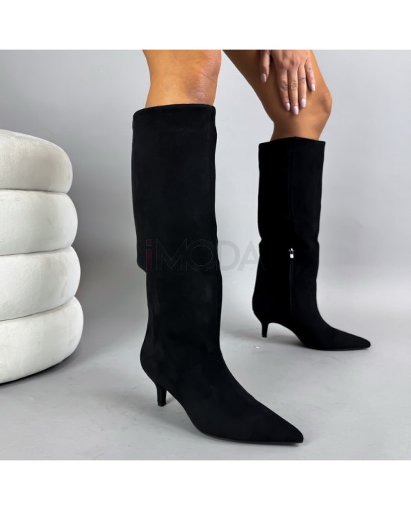 Čierne semišové vysoké čižmy-322698-20
