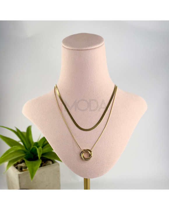 Oceľový náhrdelník dvohitý s príveskom-321799-20