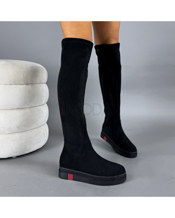 Čierne semišové vysoké čižmy-323385-20
