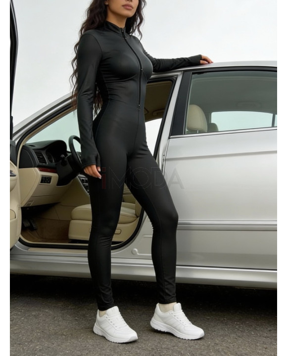 Čierny koženkový overal-325054-20