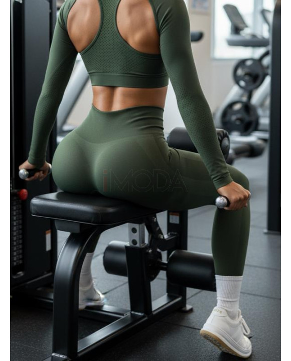 Tmavozelené push-up legíny-324974-20