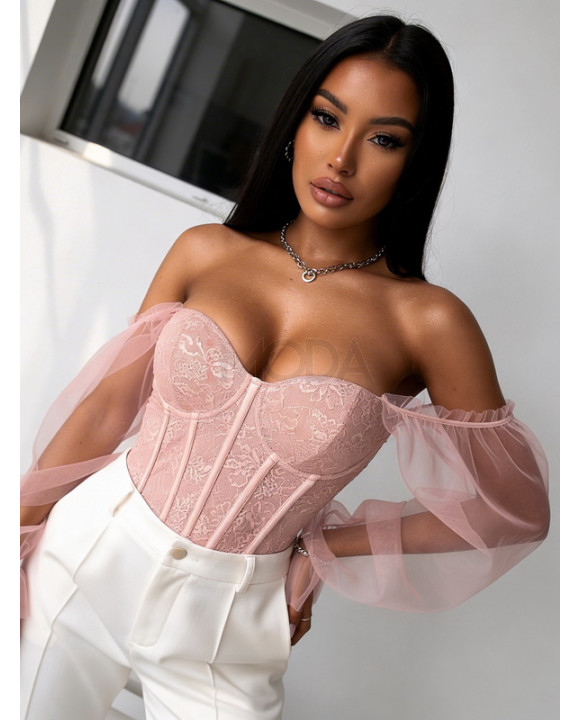 Ružový čipkovaný korzet-325889-20