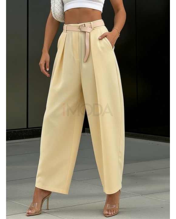 Žlté široké nohavice s opaskom-326099-20