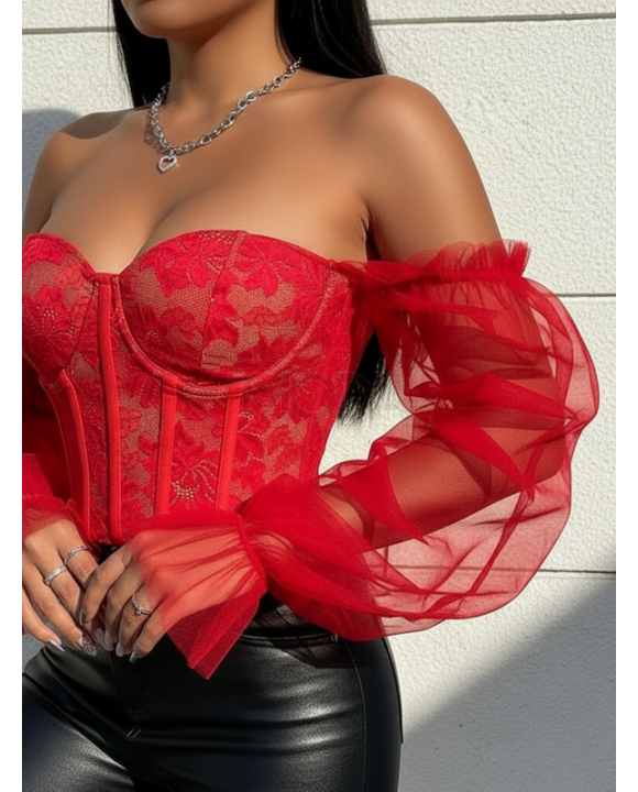 Červený čipkovaný korzet-325891-20