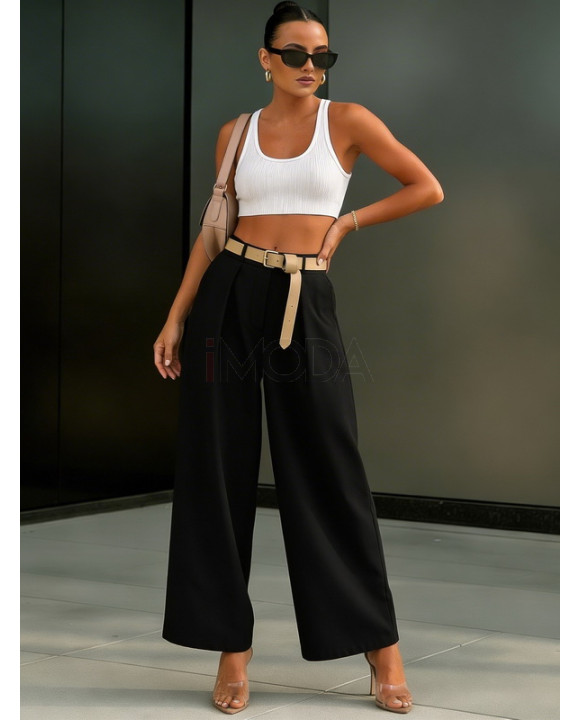 Čierne široké nohavice s opaskom-326097-20