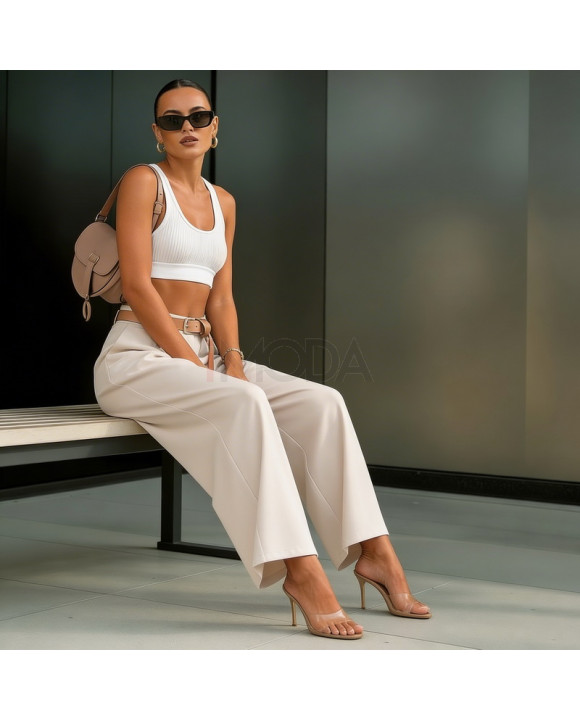 Béžové široké nohavice s opaskom-326098-20