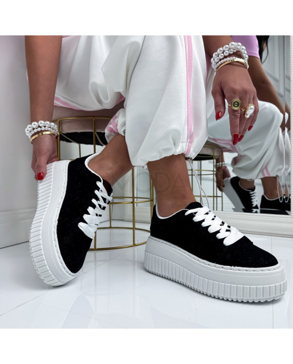 Čierne čipkované tenisky-326572-20