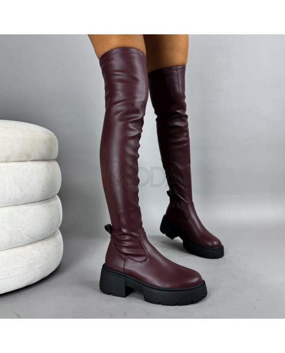 Bordové vysoké čižmy-322243-20