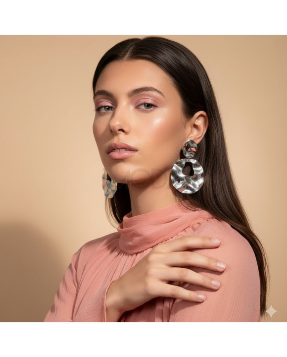 Dámske oceľové náušnice asymetrické-318039-20