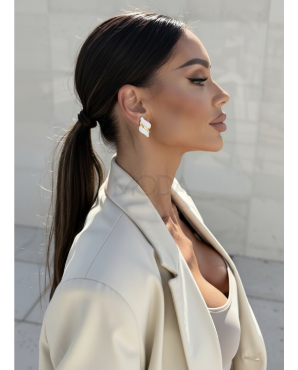 Oceľové náušnie farebné biele-322331-20