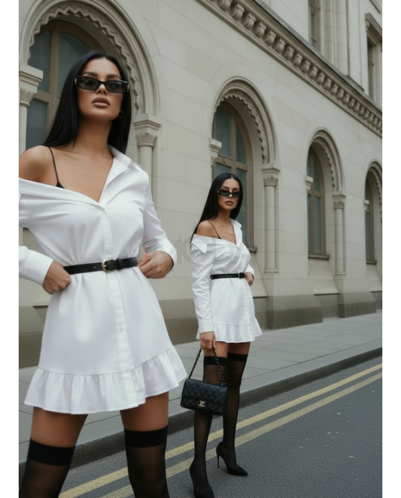 Biele košeľové šaty STYLE-329453-20