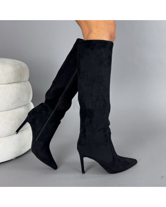 Čierne semišové vysoké čižmy-323607-20