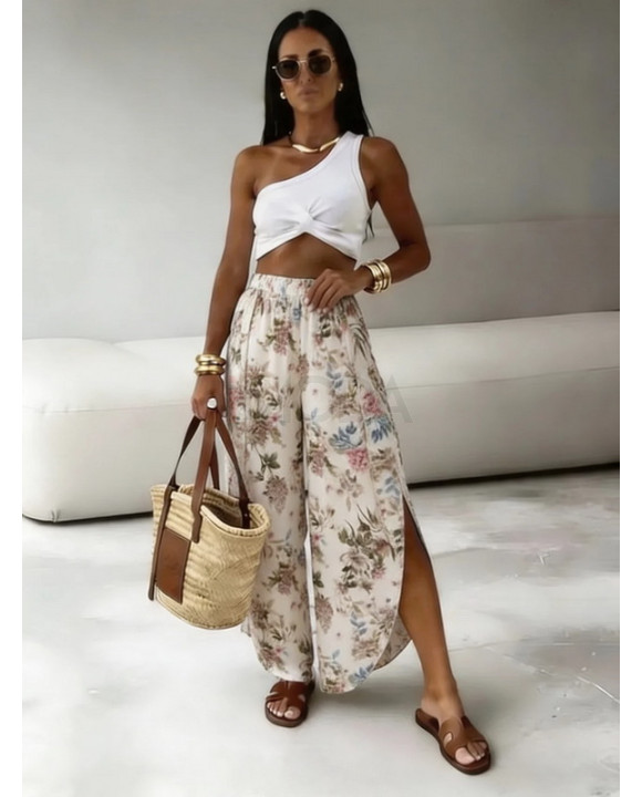 Saténové nohavice s kvetinovou potlačou-327367-20