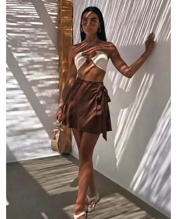 CHOCO saténová zavinovacia sukňa-328111-20