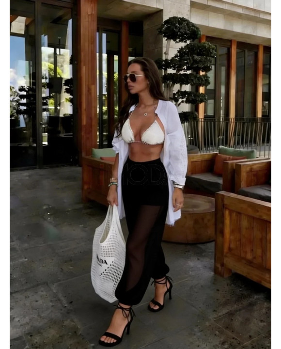 Čierne nohavice podšité kraťasami-327241-20