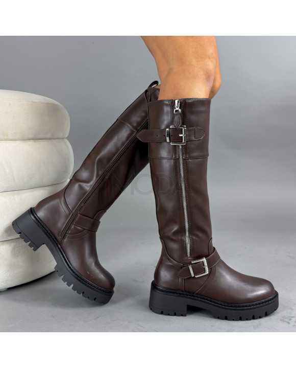 Hnedé vysoké čižmy-323422-20