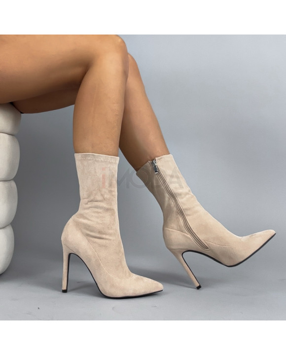 Béžové semišové kotníkové čižmy-323768-20