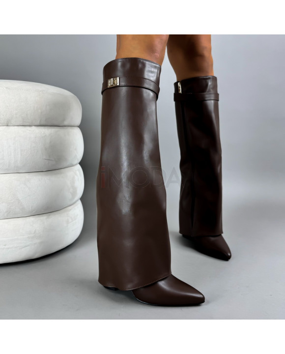 Hnedé vysoké čižmy-321560-20