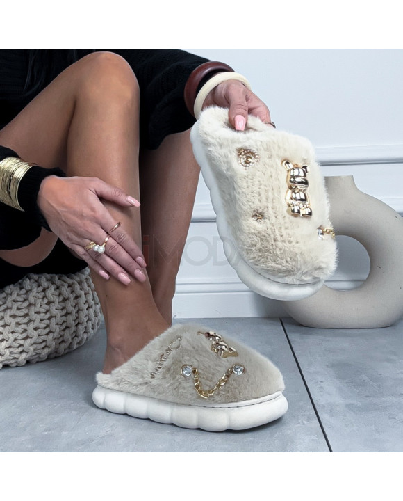 Béžové šľapky s kožušinkou-323975-20