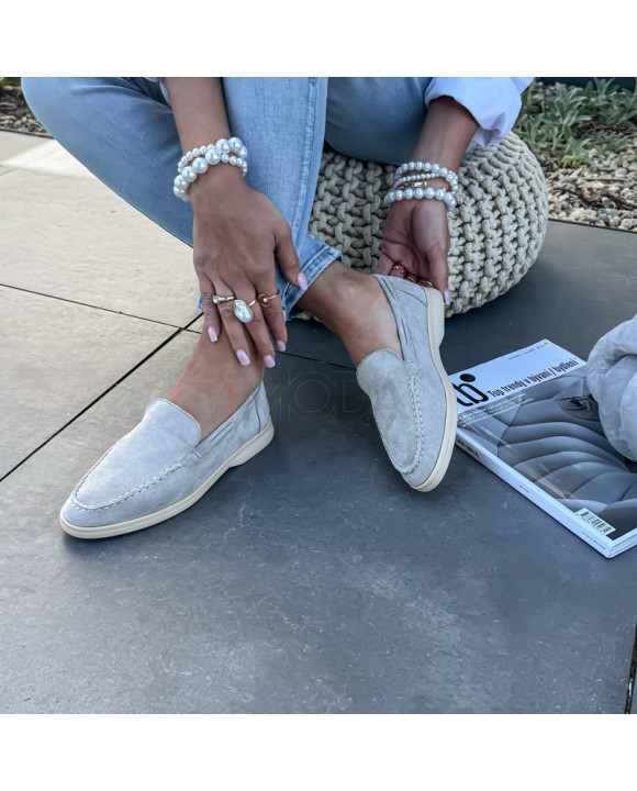 Sivé semišové mokasíny-327477-20