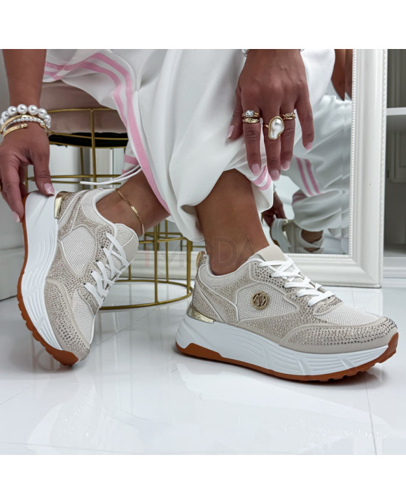 Béžové trblietavé tenisky-327166-20