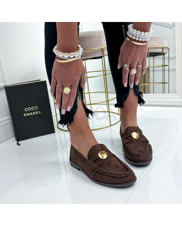 Hnedé semišové mokasíny-327138-20