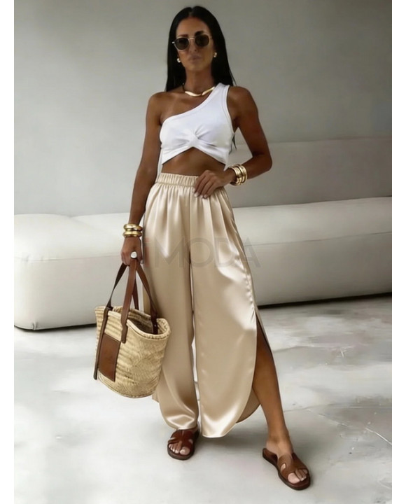 Hnedé saténové nohavice-327054-20