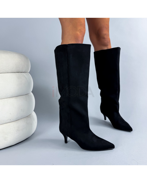 Čierne semišové vysoké čižmy-324515-20