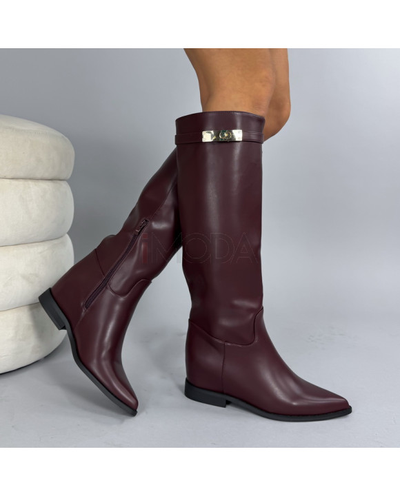 Bordové vysoké čižmy na platforme-324196-20