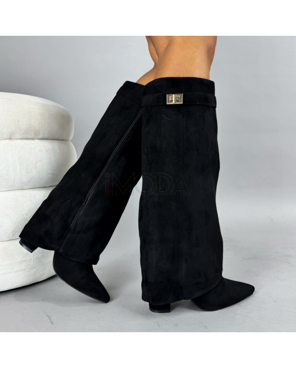 Čierne semišové vysoké čižmy-322314-20