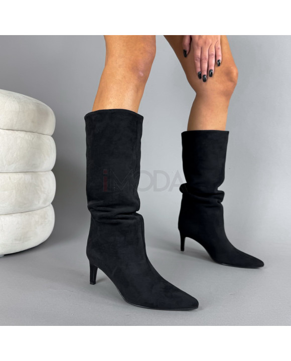 Čierne semišové vysoké čižmy-323614-20