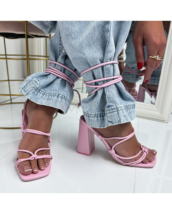 Ružové šnurovacie sandále-326532-20